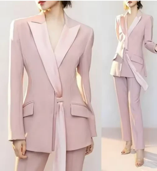 

Luxury Fashion Women Suits Pants Sets With Jacket 2 Piece Blazer One Button Peak Lapel Full Sets Elegant Female Clothing 2025