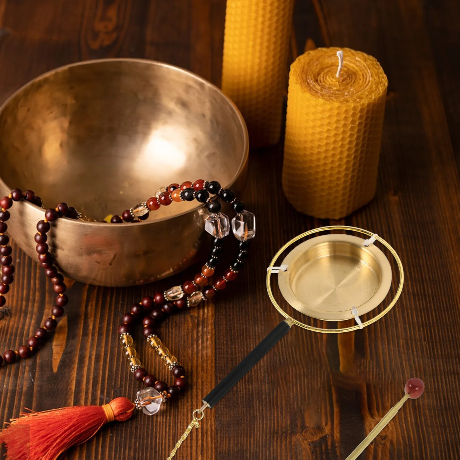 معبد النحاس جرس البوذية يين تشينغ صنعة بديعة جرس يدوي متين للطقوس والديكور جرس يين تشينغ