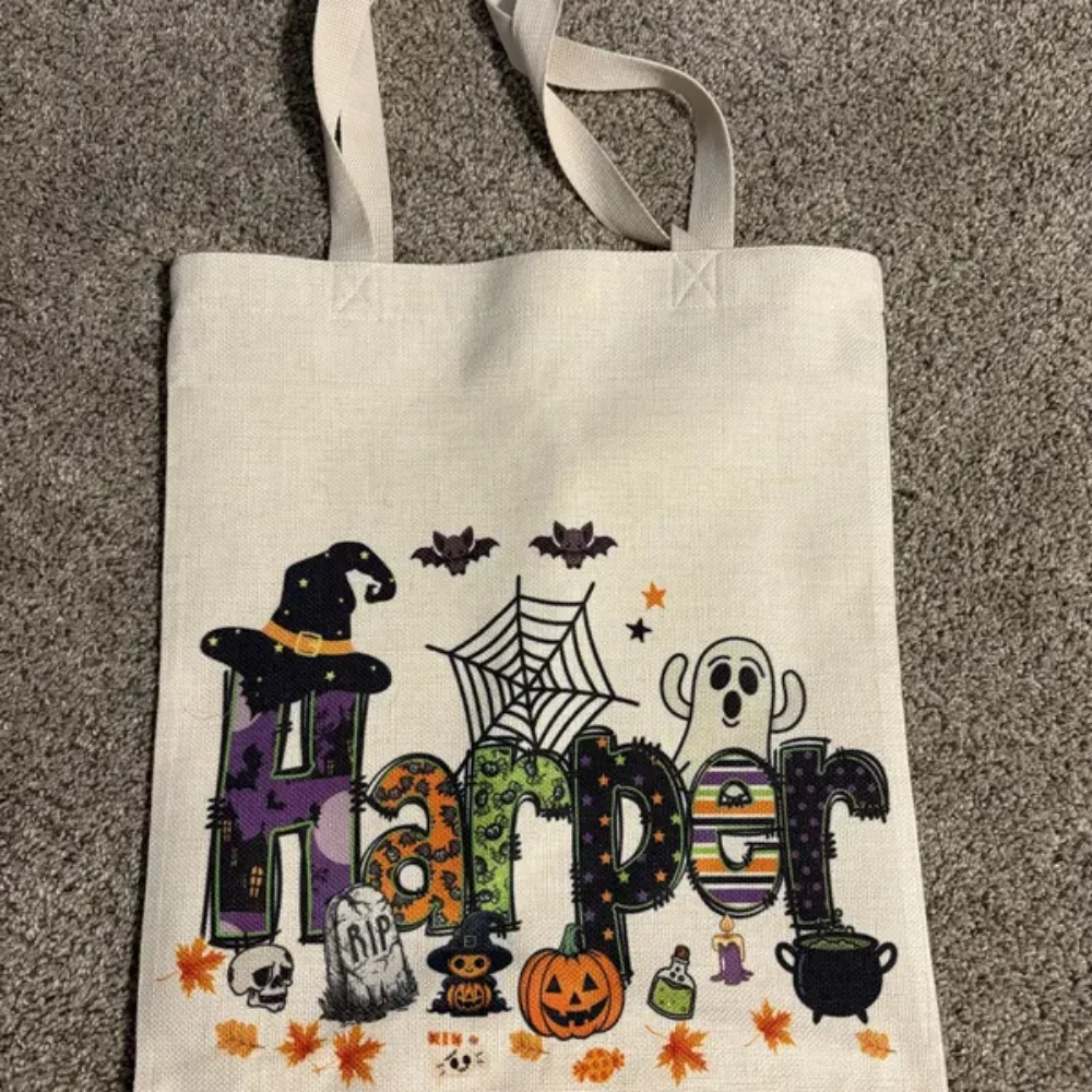 حقيبة حمل الهالوين المخصصة، حقيبة اسم الهالوين المخصصة، حقائب حلوى الهالوين للأطفال، حقيبة الهالوين للأطفال، حقيبة خدعة أو علاج #3