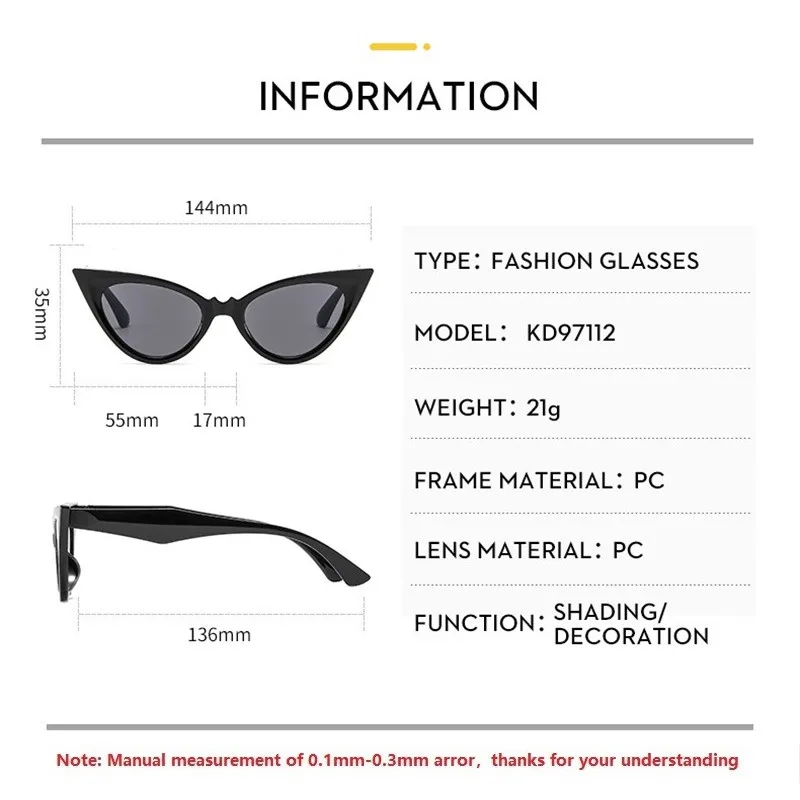 Fashion Cat Eye Sunglasses for Women Personality Triangle Small Frame Eyeglasses Trendy Shades Glasses Wholesale Eyewear UV400