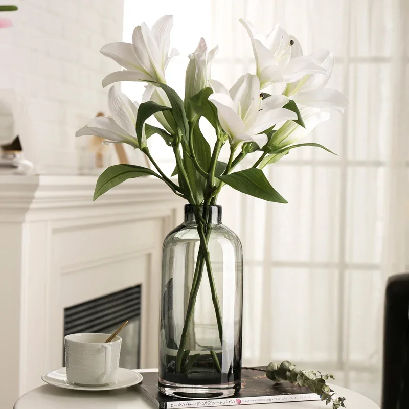 Glass Vase Europe Grey Transparent Flower Vase Retro Macetas Vases Room Decoration Bottle Jarrones вазы pot de fleur Vases