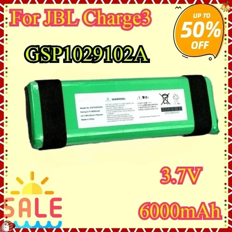 For JBL Charge3 Portable Bluetooth Speaker Batteries 6000mAh New High Quality Replacement Battery GSP872693 03 GSP1029102A