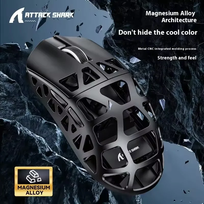 

Мышь Attack Shark R3 из магниевого сплава, легкая PAW3395, трехрежимная Bluetooth, беспроводная игровая мышь 4K 8K, киберспортивная мышь, офисный подарок