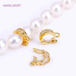 Multi Type 18K Gold Plated Brass Metal Inlaid Zircon Charms Holder Spacer Connector Tube Bail Findings Pendant Bail Connector