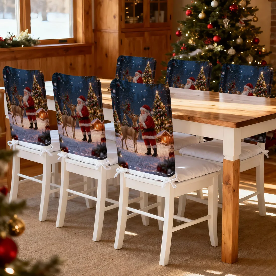 2/4/6pcs/set 45x55cm Santa Claus  Reindeer Chair Cover Table Decoration Dining Seat Chair Covers Dining Room Bar Party Banquate
