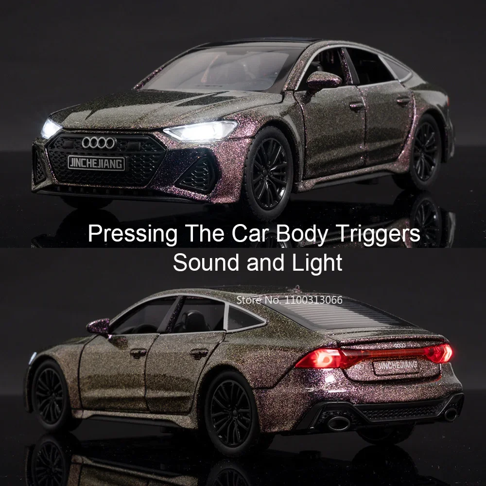 1:32 Audi RS7 Toy Car Miniature Models Alloy Wheel Pull Back Vehicles with Light Music Collection Toys for Decoration Boys Gifts