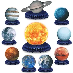 10 pieces of outer space honeycomb ornaments for birthday party decoration table party honeycomb table paper honeycomb base