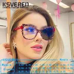 Retro Leopard Square Photochromic Myopia Glasses Women Fashion Tr90 Computer Eyeglasses With Diopters 0 -0.5 -1.75 -4.5 -6.0