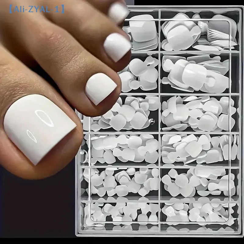 【ZYAL-1】120 Stück transparente, natürliche Press-On Zehennägel, Gel-Zehennagelspitzen, vollflächige Press-On Fußnägel, Acryl-Kunstnägel, Nagelkunst-Tool