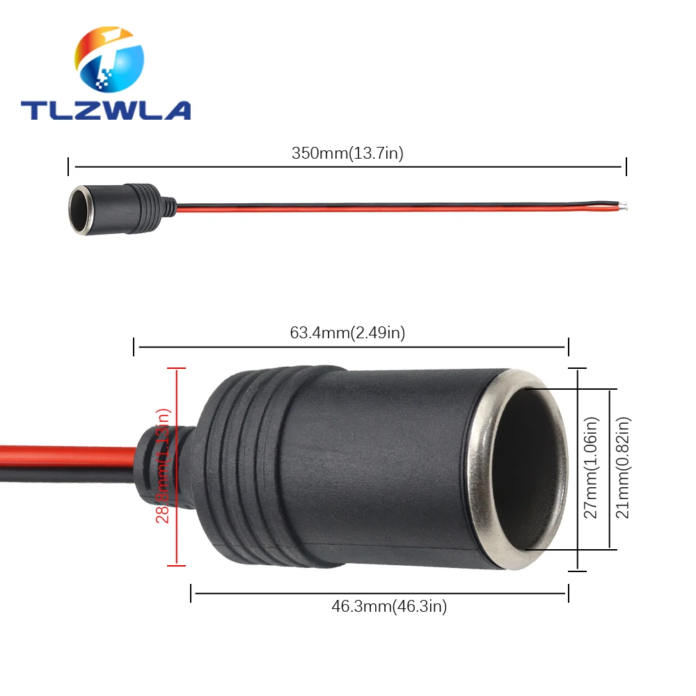 Toma de corriente de alta potencia para encendedor de cigarrillos de automóvil, 10A, 12v, 24v, 30CM de largo, 1 unidad