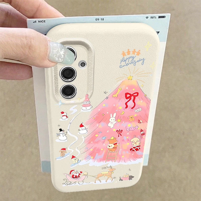 

Чехол с розовым узором «Рождественская елка» для Samsung Galaxy S25 Edge S24 Ultra S23 S22 S21 FE A15 A16 A17 A35 A36 A54 A55 A56 5G Funda