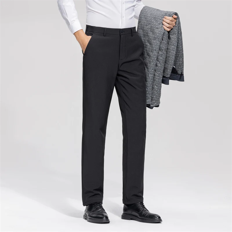 90% pantalones de traje de plumón de pato blanco para hombres de negocios 2024 pantalones cálidos acolchados gruesos de invierno pantalones térmicos rectos de correo Formal