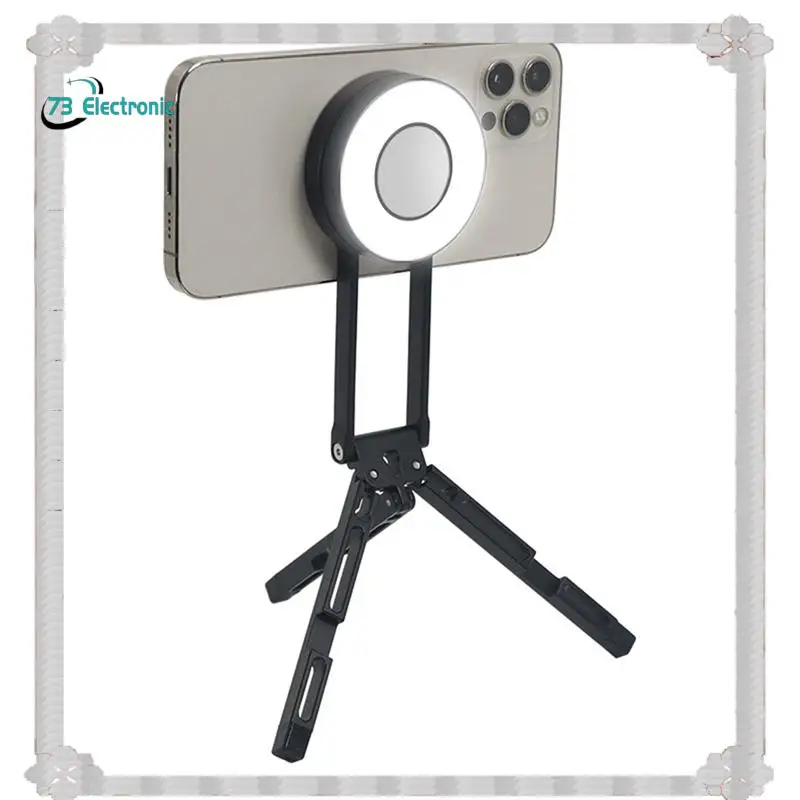 

24-Hour Delivery Foldable Phone Stand With Fill Light Mini Mobile Phone Desktop Stand Selfie Holder For Magsafe Iphone 16 15 14