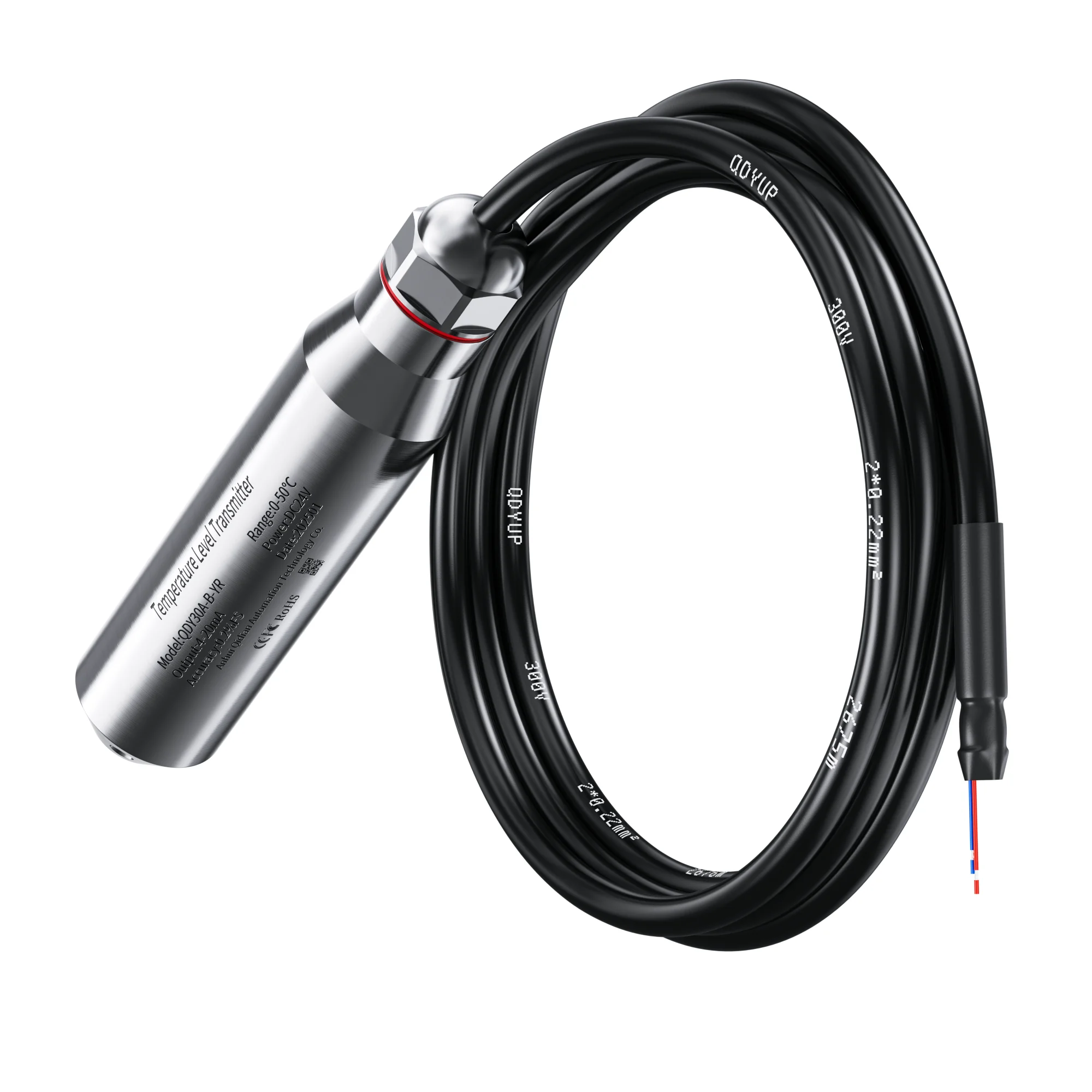 Capteur de niveau de température de type nouveau, transmetteur de niveau de liquide SubSN, eau, huile, carburant, diesel, 4-20mA, 1m, 2m, 3m, 4m, 5m, 0-50 ℃