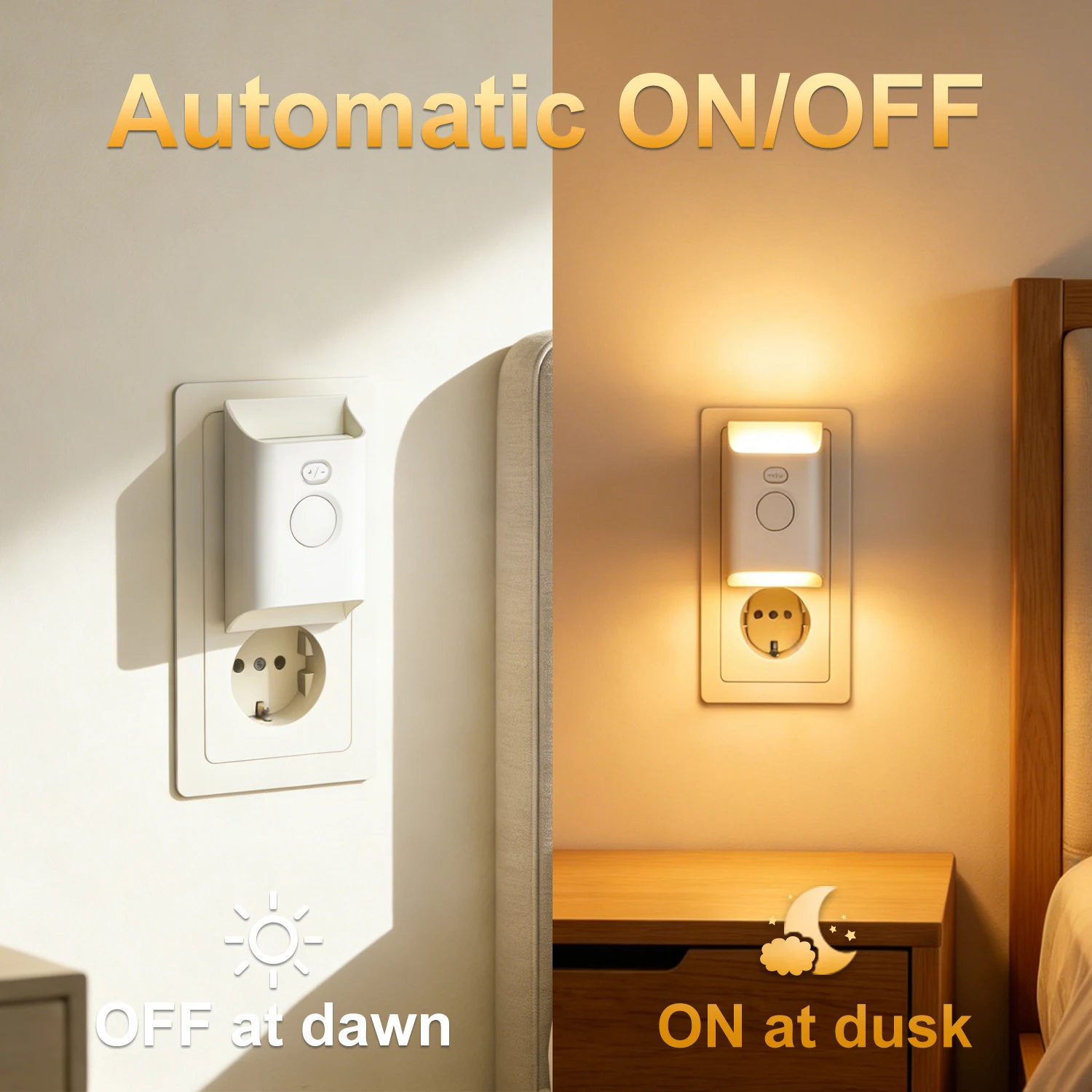Plug-in Night Light Strip Motion Sensor Plug, Wall-Mounted 220-240V EU Socket, Three Brightness Levels Adjustable, Suitable for
