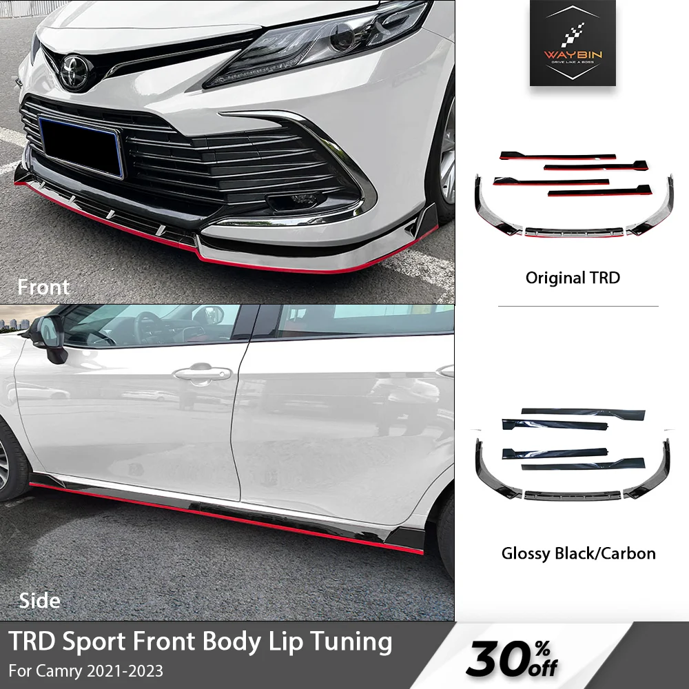 

For Toyota Camry L LE XLE 2021-2023 TRD Sport Front Body Kits Tuning Front Bumper Lip Side Splitter Spoiler Auto Accessories Car