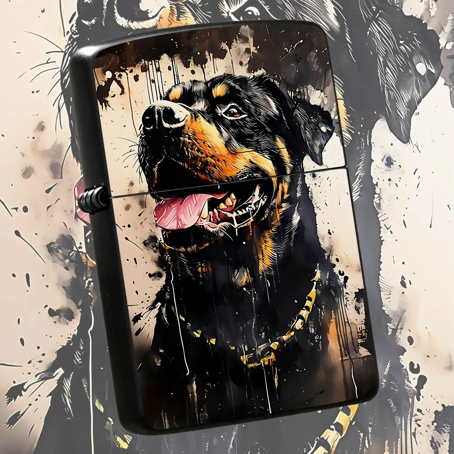 Trendy Rottweiler Graffiti Art Pattern , Retro Ink Splatter Style Decorative Gadget, Suitable For Daily Outdoor Multi-Scene Use, Creative Practical Gift For Pet Lovers, Unique Art Themed Collectible Portable Accessory Fo A Humorou And Inter