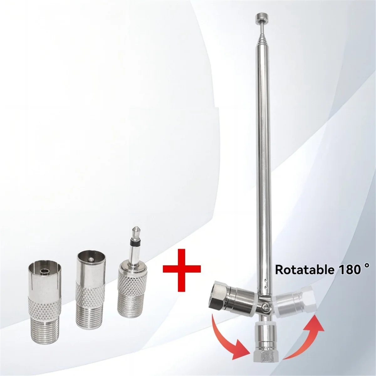 1set Telescopic FM Radio Antenna Rod Antenna 3.5mm Adapter MAV Stereo Receiver F Type Male Plug 7 Sections Antenna