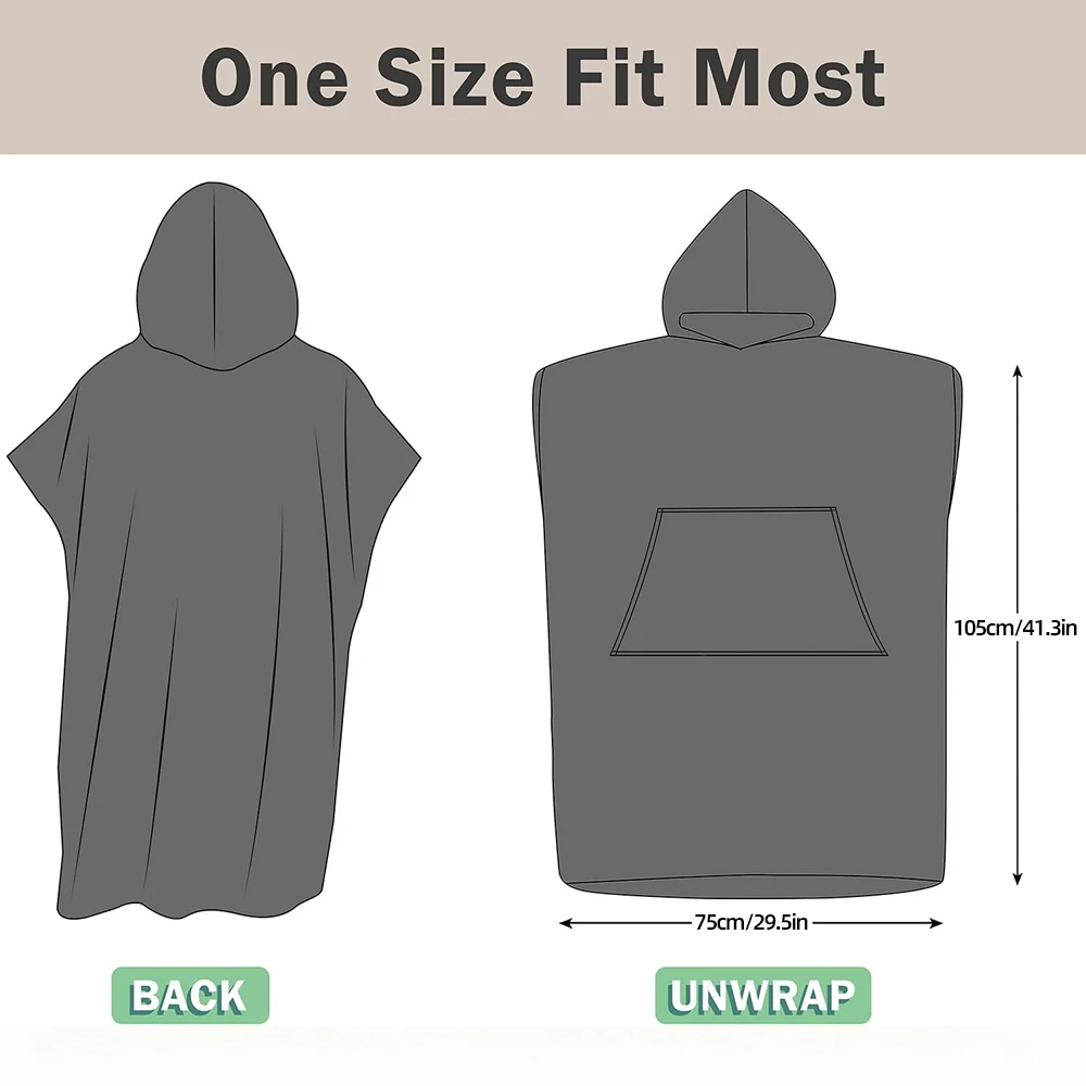 Hooded Oversized Beach Towel Poncho Quick Dry Microfiber Cape Wrap Absorbent for Changing Room Swimming Pool Travel