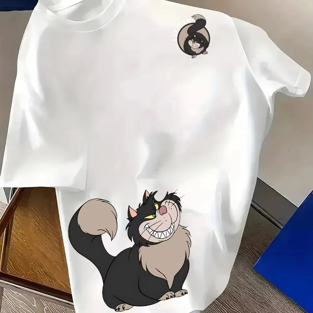 

Мужские футболки с принтом Disney Lucifer Pattern, одежда для повседневного отдыха и тематических мероприятий, женская хлопковая одежда с короткими рукавами, уличная одежда большого размера