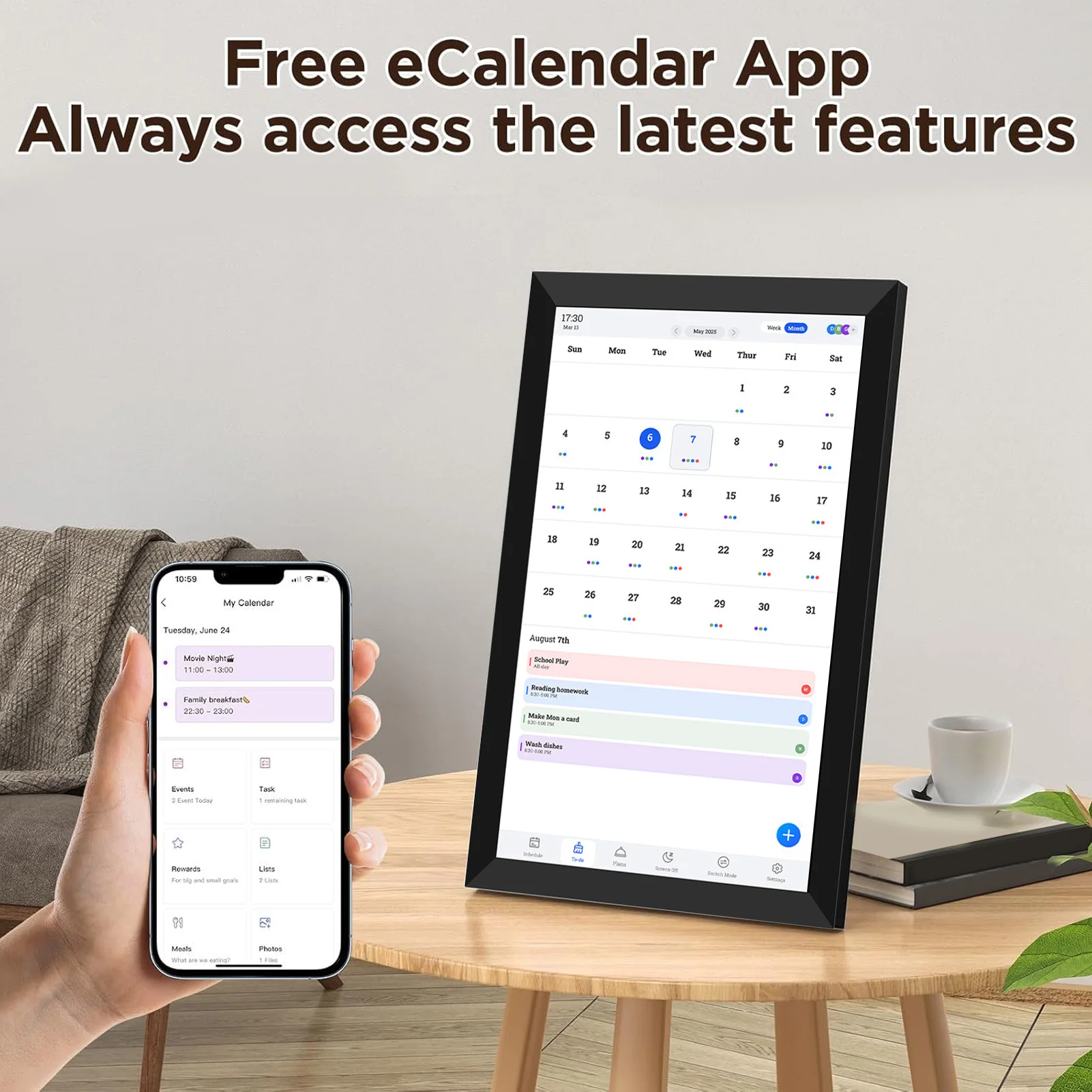 Digital Chore Chart 10.1in Smart Digital Calendar and Planner HD Touchscreen Smart Calendar with Chore Chart for Family