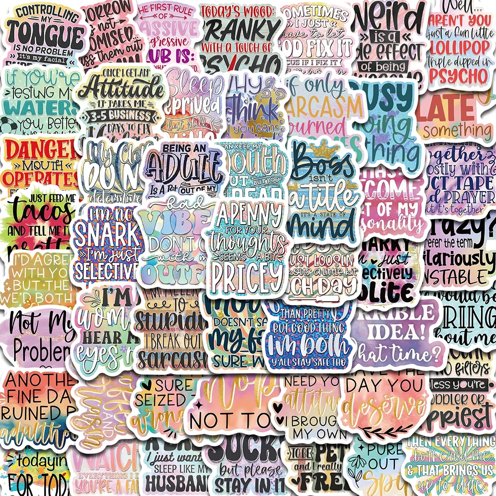 50PCS Sarcastic Stickers Kawaii Notebook Mysterious Laptop Luggage Guitar Scrapbooking Phone Waterproof PVC Phone Sticker 