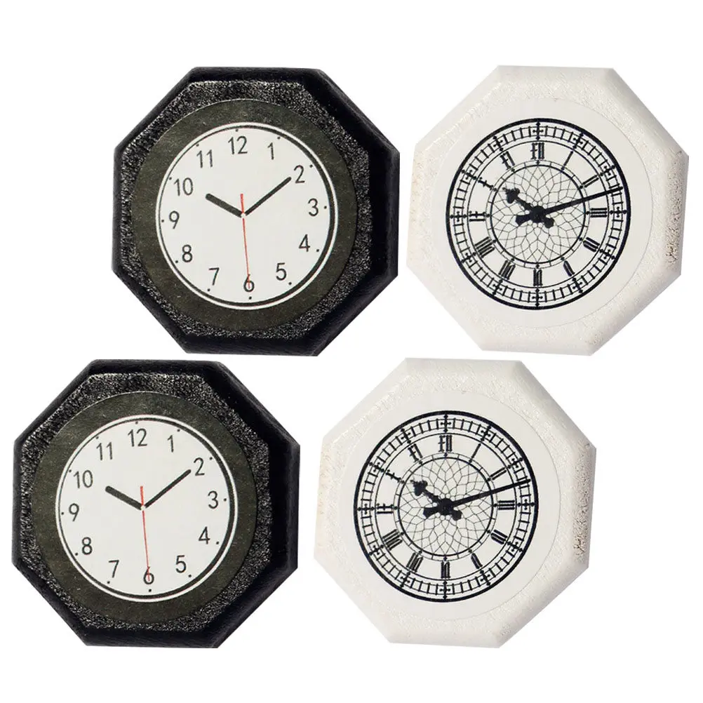 

4Pcs Miniature Wall Clock Simulation Small House Accessories Mini Wall Clock Decoration Miniature House Decor Miniatures