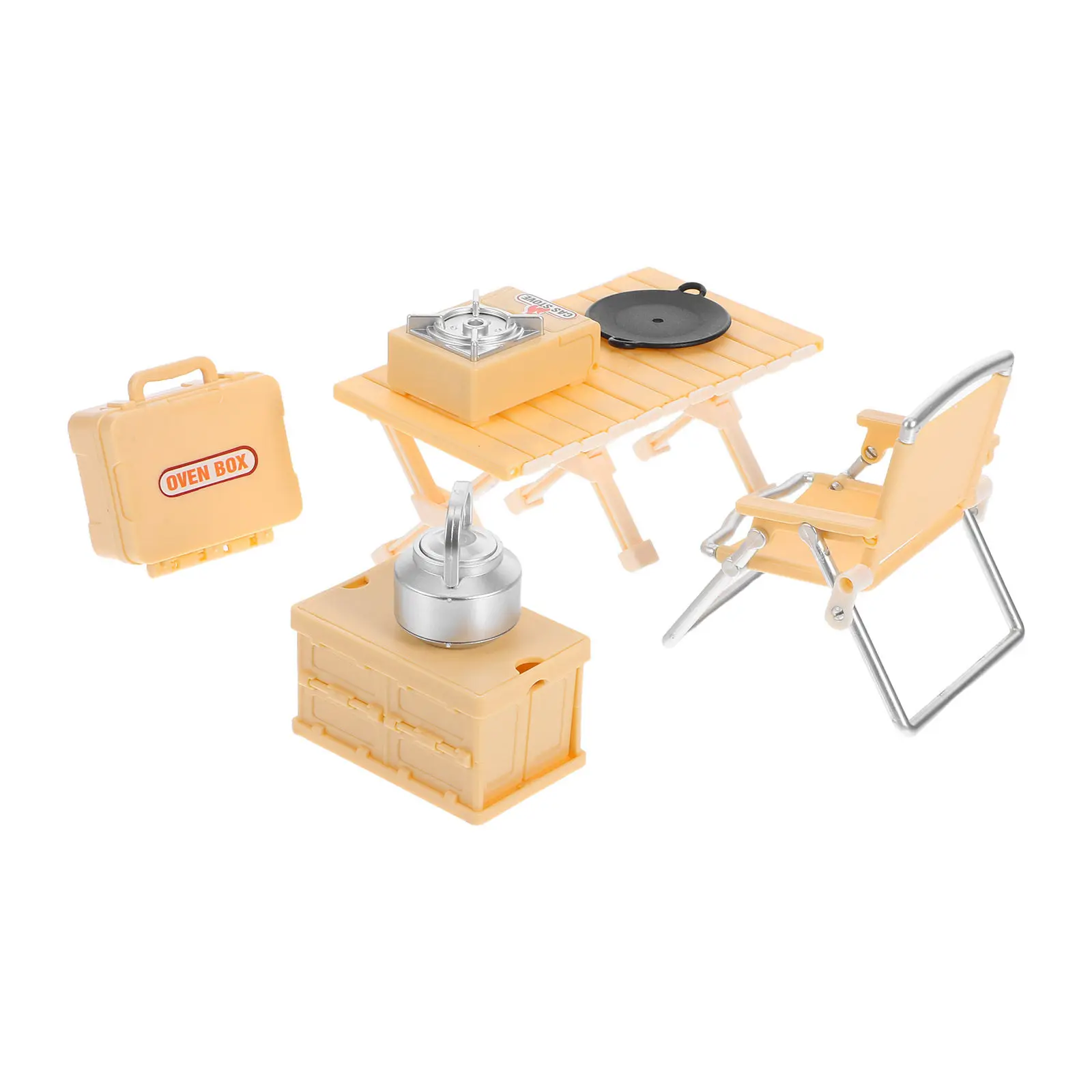 

1Set Children Outdoor Play Miniature Picnic Table Chair Camping Stove Folding Chair Lightweight Portable Pretend Play Camping