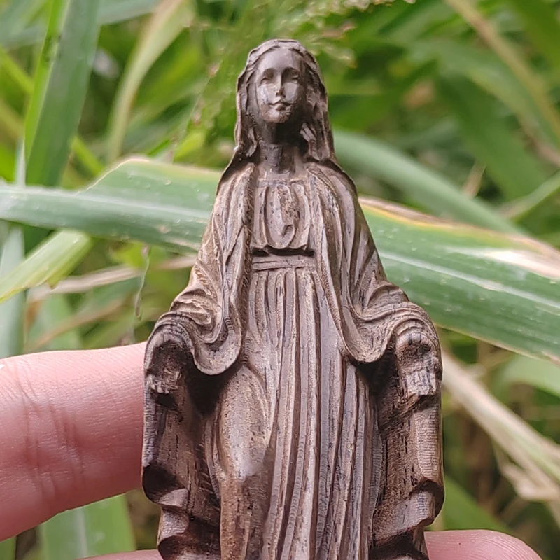 1Pc Virgin Mary Wooden Sculpture, a Modern Craft Decoration Suitable for Placing in the Living Room or Bedroom