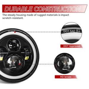 LED -Scheinwerfer für Jeep Wrangler, DRL für Land Rover Defender, Nissan Patrol Y60, Hummer H1 und H2, 4x4, 7in, TJ JK LJ CJ, 7in 8 Hauptverkäufe LED LED Universal Car - №3