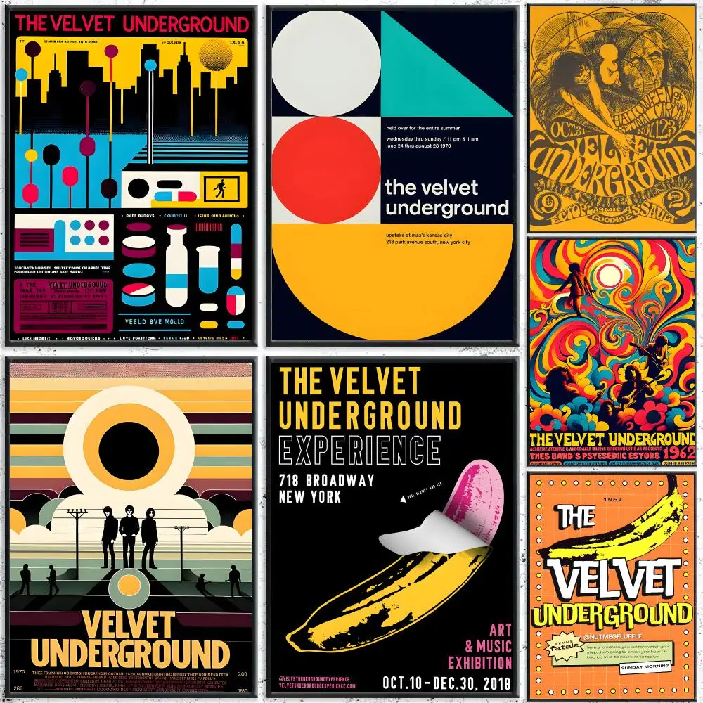 Band The Velvet Underground Poster Self-Adhesive Waterproof Wall Stickers, Coffee Bar Home Wall Decor