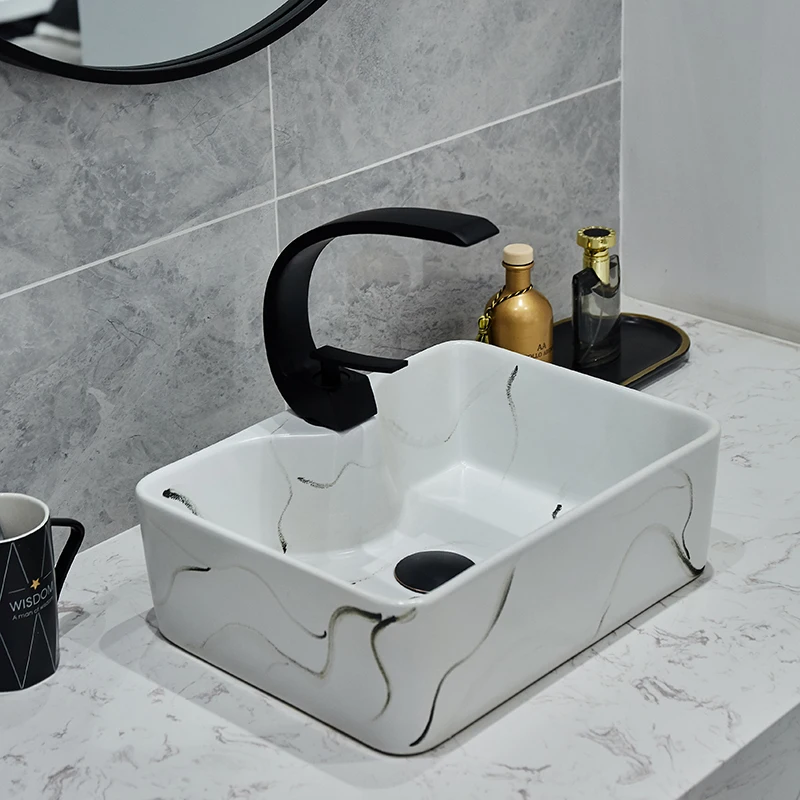 Jingdezhen factory directly ceramic hand painted hand wash basin bathroom sinks