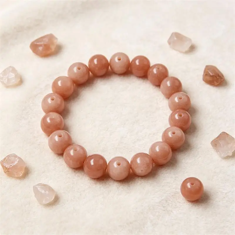 4pcs Half Drilled Sunstone Round Beads 4-10mm Loose Stones for Earrings Making Handmade Jewelry Supplies
