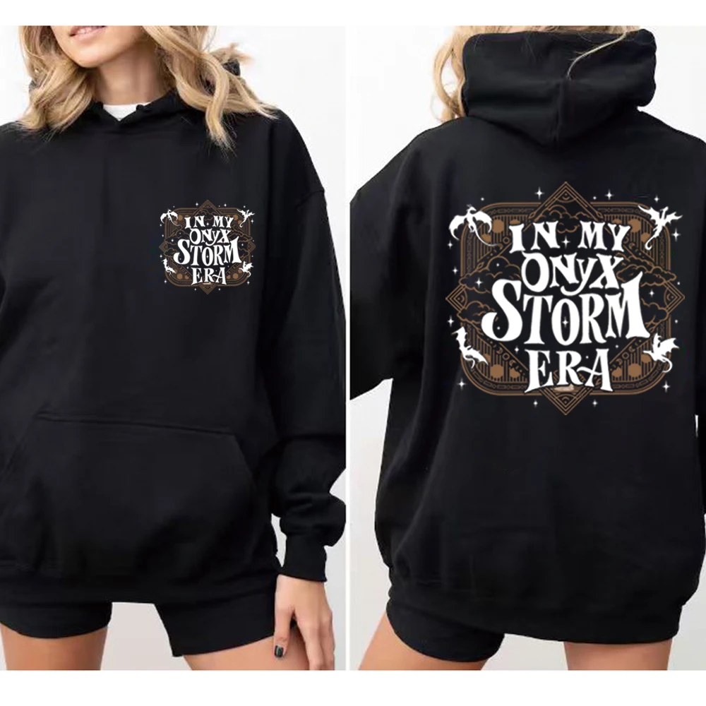 

Толстовка с капюшоном Onyx Storm, 2-сторонний принт Basgiath War College SJM Рубашка Xaden Riorson Толстовка Trendy Fourth Wing Fantasy Bookish Merch