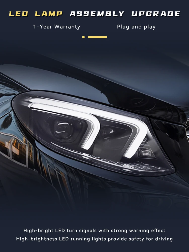 2 PCS Auto Lights For Benz W166 GLE 2015-2019 Front Lamp Modified DRL Headlight LED Projector Lens Tool Car Part Accessories