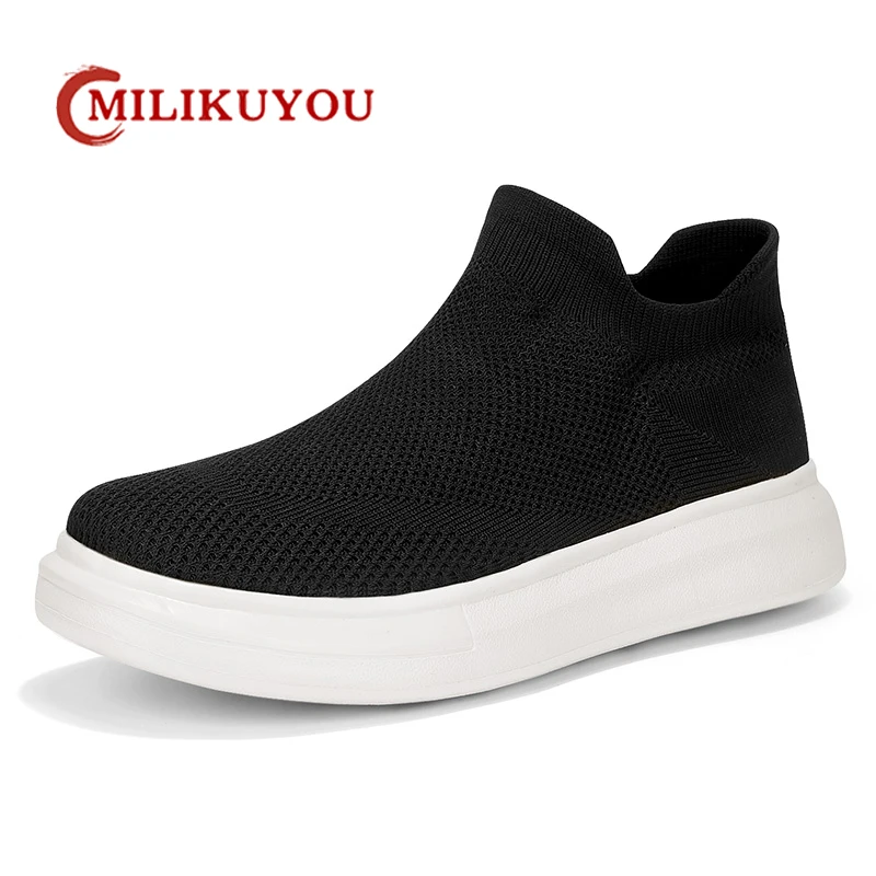 Original Men Shoes Breathable Black Man Casual Shoes Light Tennis Socks Shoe Big Size 50 High Quality Men\'s Sneakers 2022 Summer