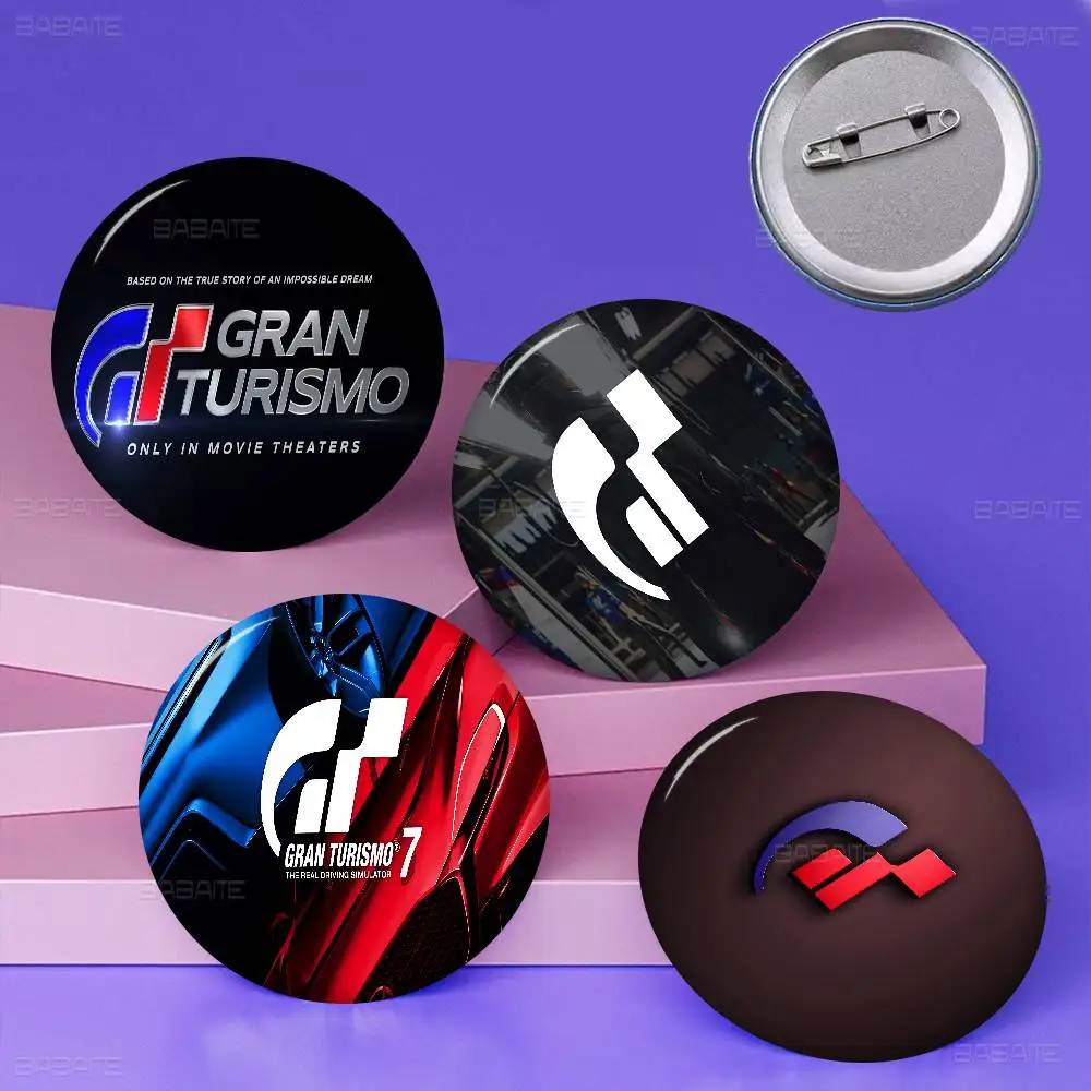 G-Gran-Turismo Round Button Pins Slogan Creative Brooches Backpack Clothes Decoration Fashion Cartoon Jewelry Gifts