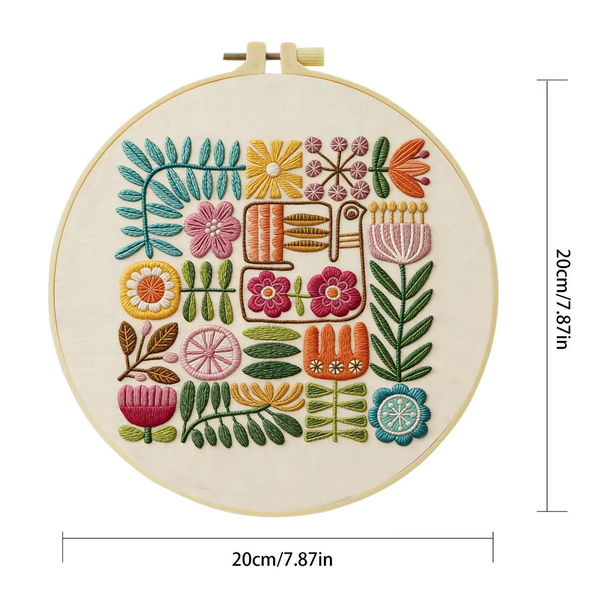 1 Stück 20X20CM/15X15CM 7,87/6,3 Zoll Blätter-Stickerei-Starter-Kit DIY-Kit DIY-Stickerei-Set für Anfänger – Detail 4