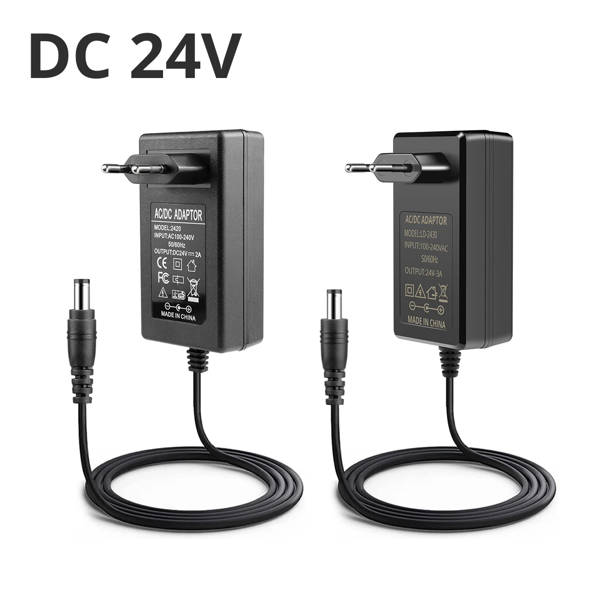 Black 24V DC Power Supply Power Adapter EU US Plug 2A 3A Lighting Transformer for LED Light -Joy A R Y