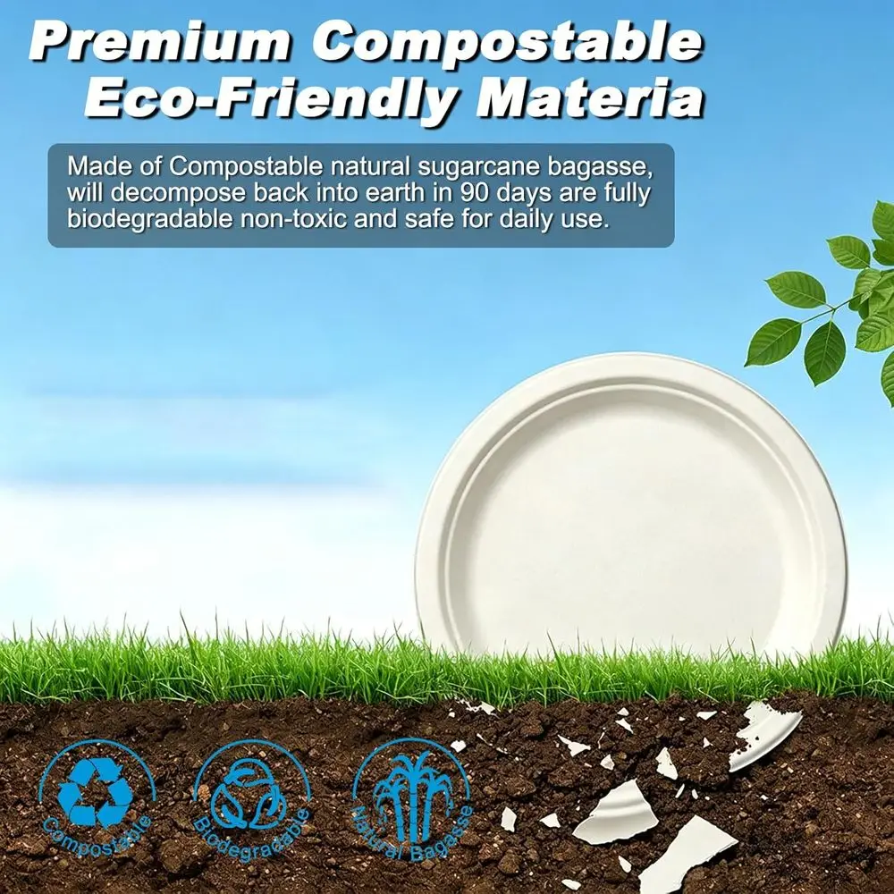 6-Inch Biodegradable Compostable Small Paper Plates (100 Pack) - Ideal for Appetizers, Party, Cake, Snacks | Eco-Friendly White