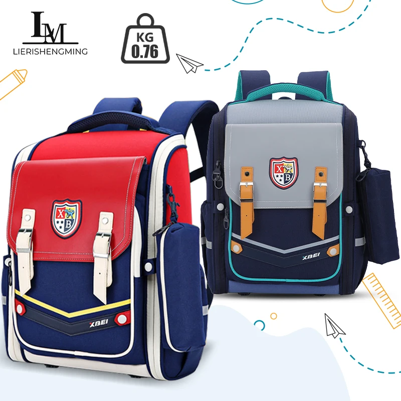 Grades 1-6 British Style School Backpack,Waist & Spine Support  Bookbag,Professional Ergonomic Kid Daypack with Burden Reduction