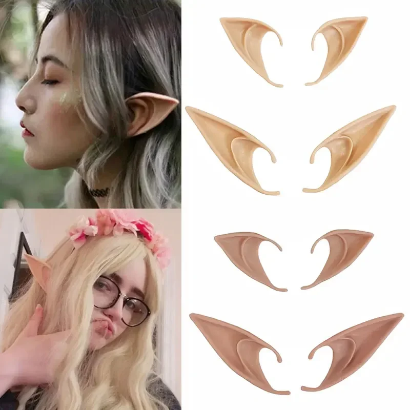 

1pair Halloween Latex Elf Ears High False Ears Props Fairy Angel Dress Up Cosplay Costume Accessories Halloween Party Decoration
