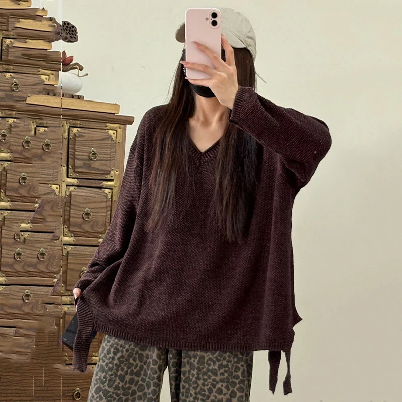 Masss Wasss 2025 Korean Winter Fashion Pullover Womens Loose Warm O Neck Sweaters Ladies Leisure Solid Big Size Knitted Jumpers