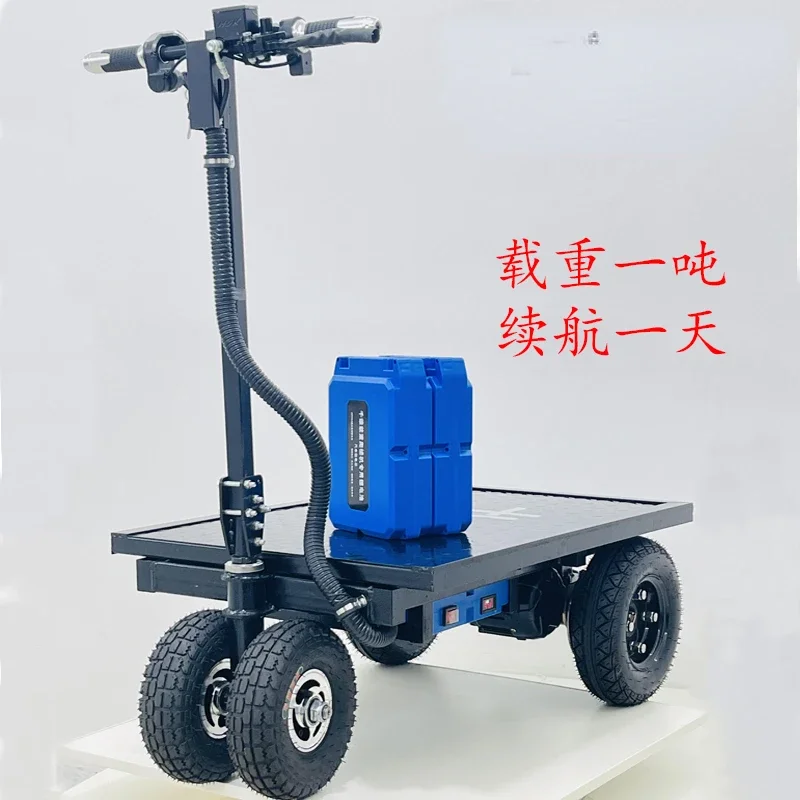 Folding portable electric flatbed truck into the elevator, building materials feeding truck, trolley, load king labor cart