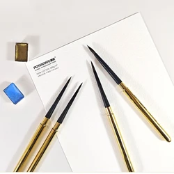 1Pc POTENTATE Brass Squirrel Hair Round Artist Paintbrushes Detachable Portable Travel Set for Watercolor,Gouache, Acrylic