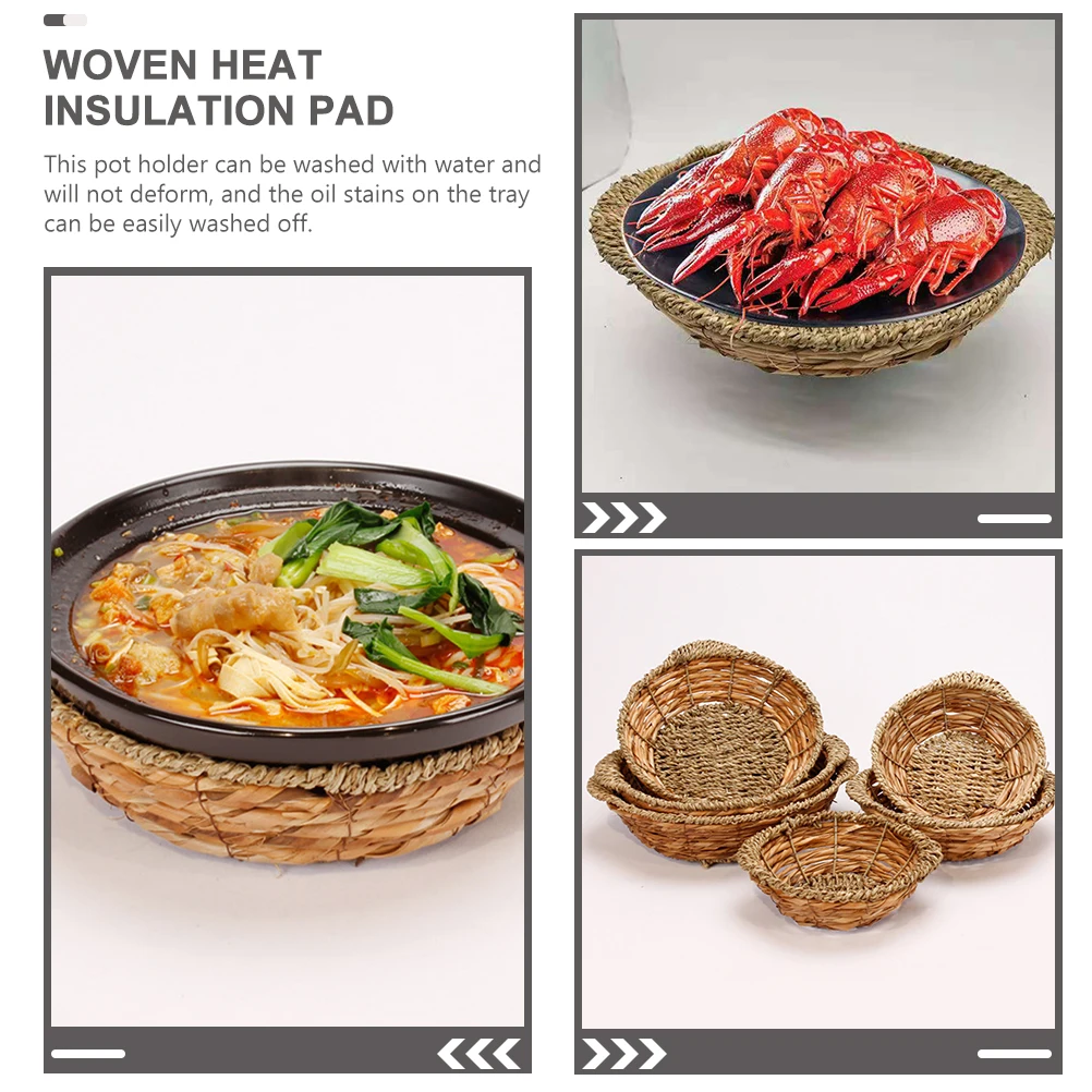 

Wicker Straw Mat 18x6cm Heat Insulation Casserole Pad Kitchen Woven Mat Tableware Holder Stone Pot Basket Storage