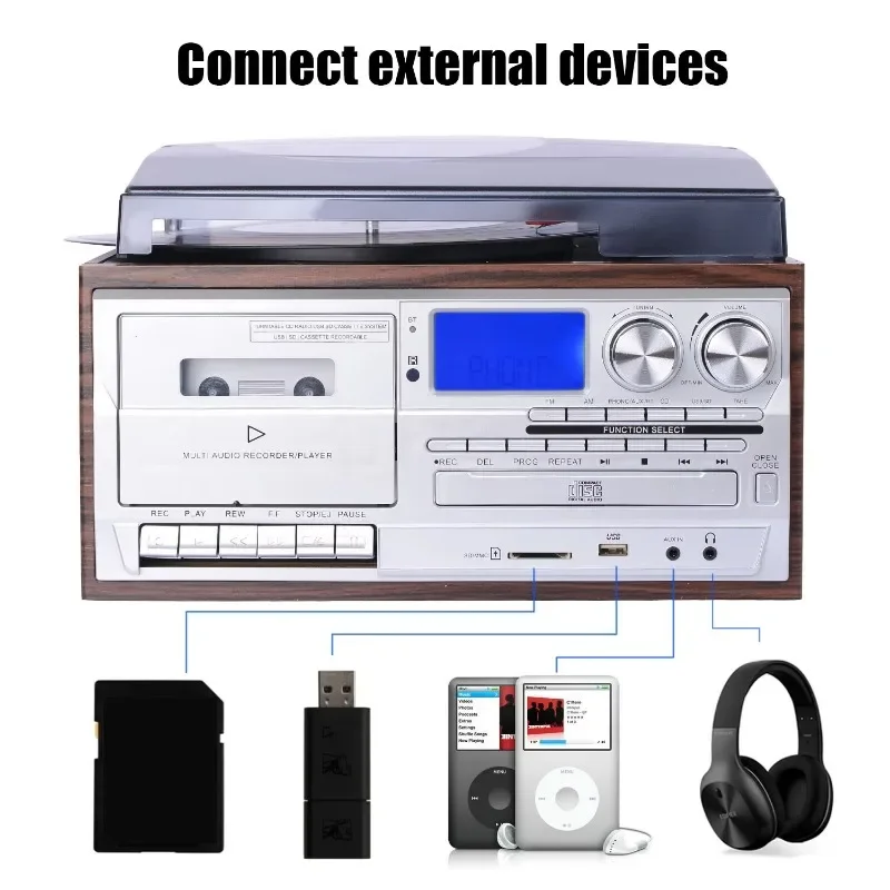 Wholesale Classic Record Player Vintage With Usb/cd/sd/bluetooth Play Gramophone For Home Audio