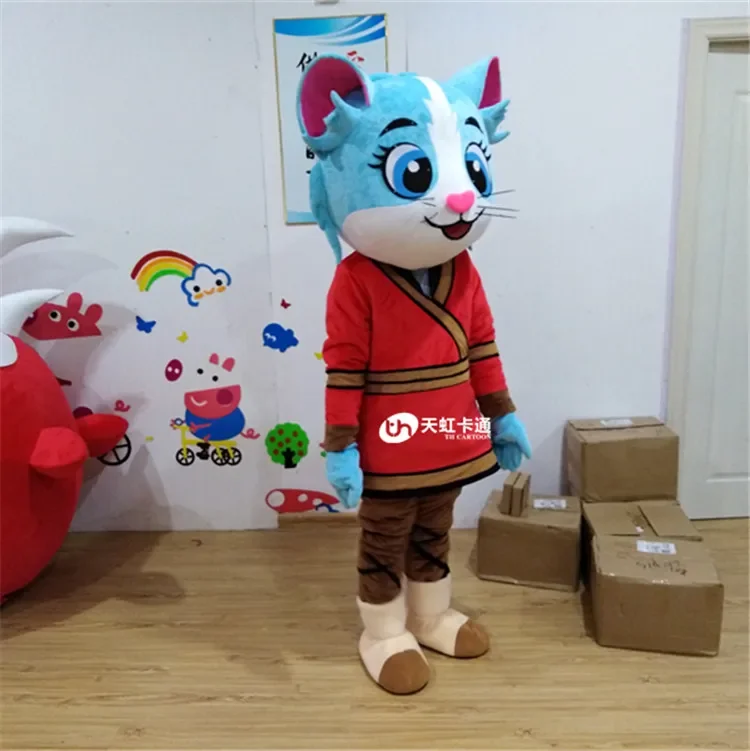 Christmas Hot Sale New Blue Cat Mascot Costume For Adult Halloween Christmas Carvinal Party Apparel