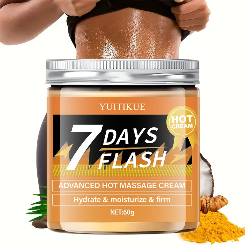 YUITIKUE 7 días Flash Crema de masaje caliente 60 g - Hidrata, hidrata y firme, para entrenamiento, suave y no graso, rápida absorción