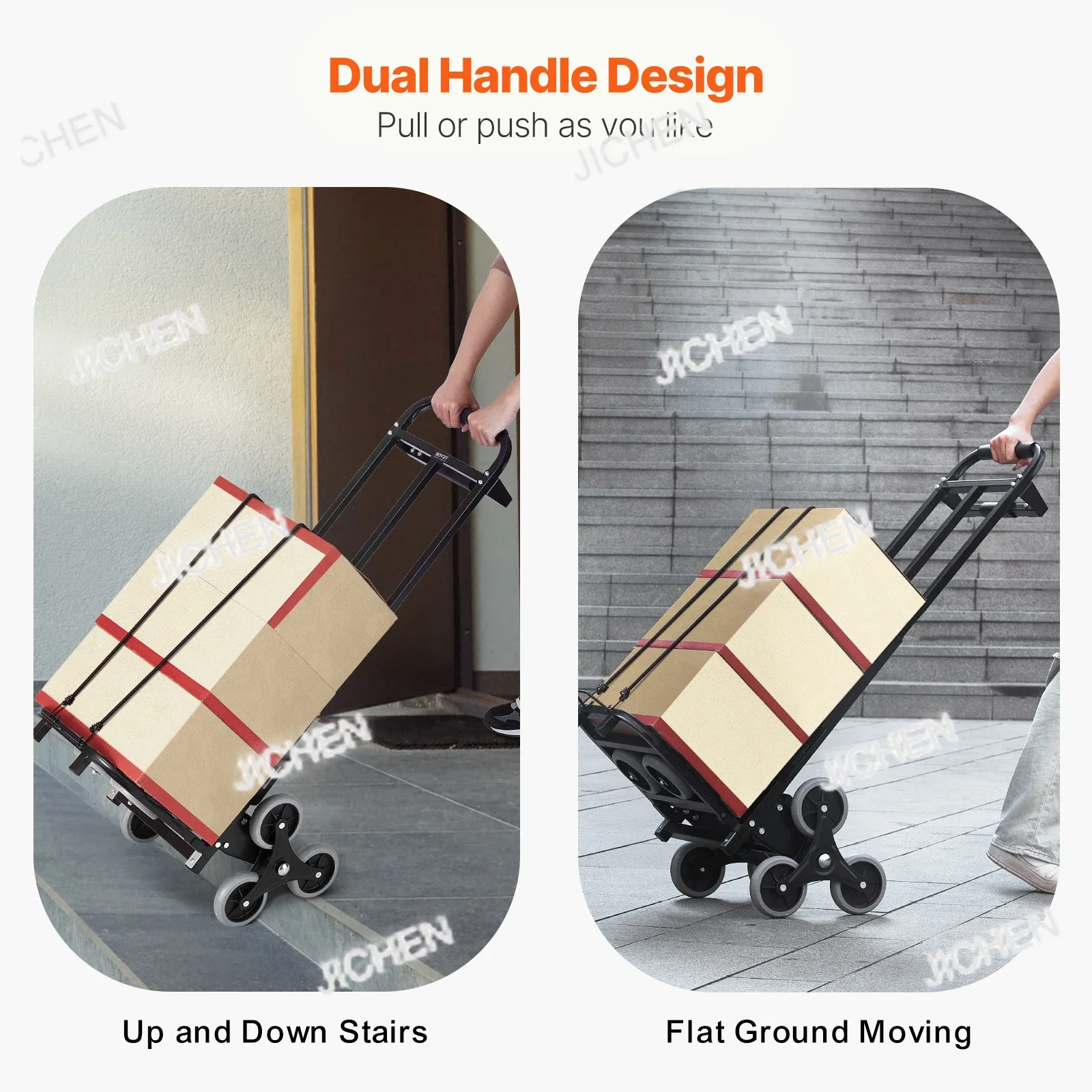 عربة تسلق الدرج HS 460 رطل قابلة للطي شاحنة يدوية دوللي مع مقبض 6 عجلات وحبال مرنة للتسوق مستودع متحرك #5